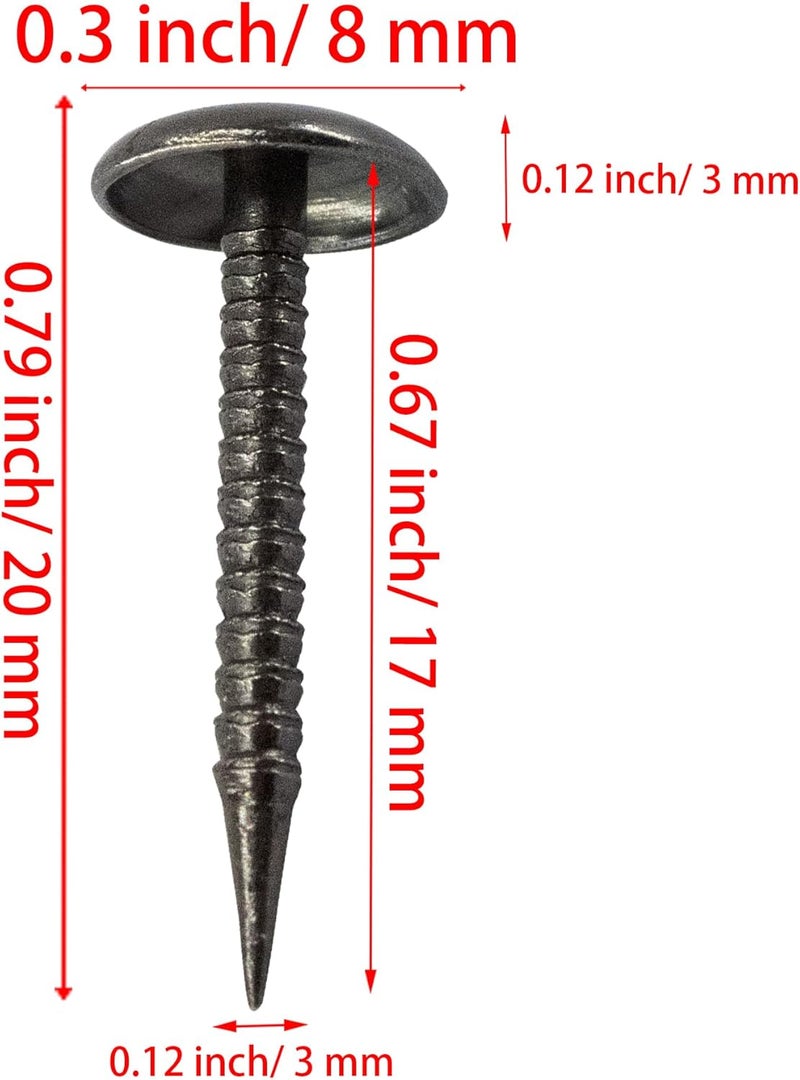 AUXBC 100 PCS Mini Upholstery Nails, 4/5" Decorative Furniture Tacks, Round Head Furniture Thumb Pushpins DIY Tacks for Sofa Bed Message Board Photo Walls, Black - Image 3